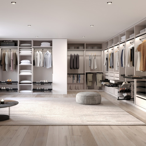 Kit de châssis à glissière avec fermeture souple pour armoires -  réglable -  module 600mm -  Noir texturé - EMUCA