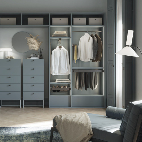 Lot de 2 rails ronds pour armoires D.28mm longueur 1.15m avec supports -  Aluminium et Zamak -  Titane - EMUCA