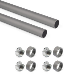 Lot de 2 rails ronds pour armoires D.28mm longueur 0.75m avec supports -  Aluminium et Zamak -  Titane de marque EMUCA, référence: B9343600