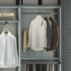 Lot de 2 rails ronds pour armoires D.28mm longueur 0.75m avec supports -  Aluminium et Zamak -  Titane - EMUCA