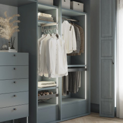 Lot de 2 rails ronds pour armoires D.28mm longueur 0.75m avec supports -  Aluminium et Zamak -  Titane - EMUCA