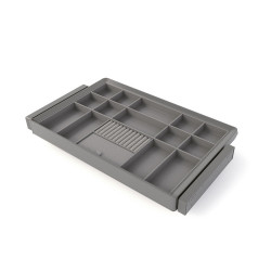 Kit tiroir organisateur et rack ajustable Quartz pour armoires -  glissières extension totale et à fermeture douce -  Module 80c de marque EMUCA, référence: B9344000