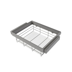Kit tiroir en fil métallique et rack ajustable Quartz pour armoires -  glissières extension totale et à fermeture douce -  Modul de marque EMUCA, référence: B9344300