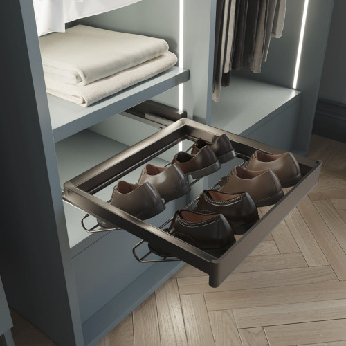 Kit tiroir à chaussures et rack ajustable Quartz pour armoires -  glissières extension totale et à fermeture douce -  Module 60c - EMUCA