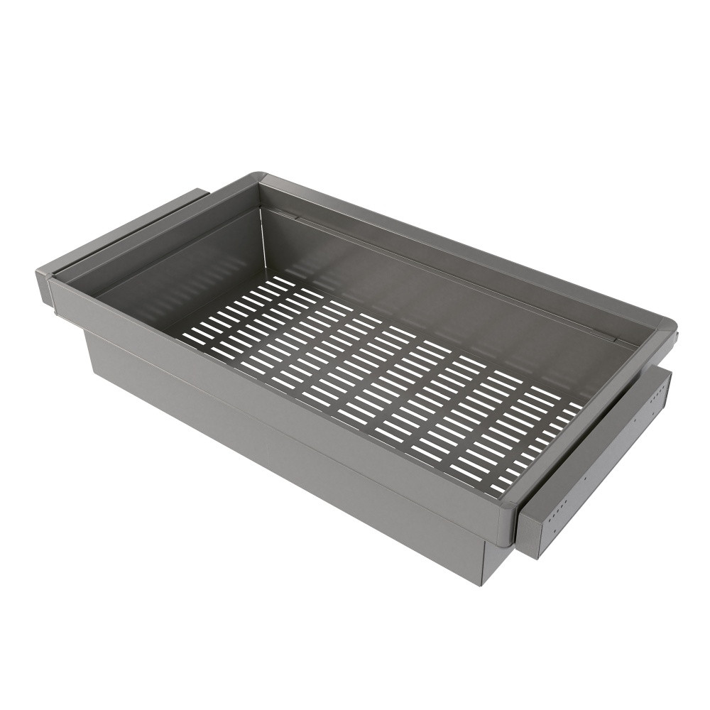 Kit panier métallique et rack ajustable Quartz pour armoires -  glissières extension totale et à fermeture douce -  Module 90cm