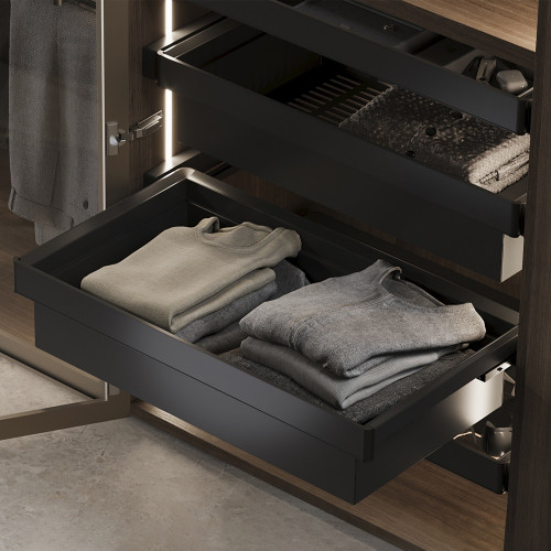 Kit panier métallique et rack ajustable Quartz pour armoires -  glissières extension totale et à fermeture douce -  Module 90cm  - EMUCA