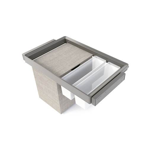 Kit 2 plateaus auxiliaires -  1 panier et rack ajustable Quartz pour armoires -  glissières extension totale et à fermeture douc - EMUCA