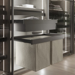 Kit 2 plateaus auxiliaires -  1 panier et rack ajustable Quartz pour armoires -  glissières extension totale et à fermeture douc - EMUCA