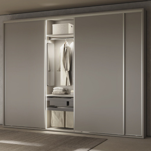 Kit 2 plateaus auxiliaires -  1 panier et rack ajustable Quartz pour armoires -  glissières extension totale et à fermeture douc - EMUCA