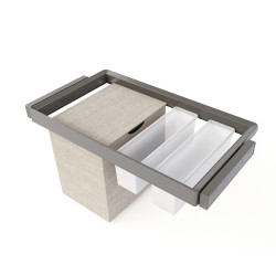 Kit 2 plateaus auxiliaires -  1 panier et rack ajustable Quartz pour armoires -  glissières extension totale et à fermeture douc de marque EMUCA, référence: B9346100