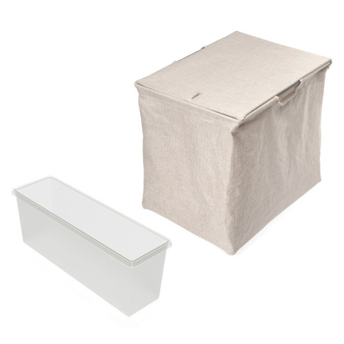 Kit 2 plateaus auxiliaires -  1 panier et rack ajustable Quartz pour armoires -  glissières extension totale et à fermeture douc - EMUCA