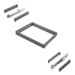Rack avec glissières à extension totale et à fermeture douce pour accessoires d'armoire Quartz -  612-638mm -  Aluminium et plas de marque EMUCA, référence: B9346500