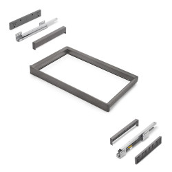 Rack avec glissières à extension totale et à fermeture douce pour accessoires d'armoire Quartz -  712-738mm -  Aluminium et plas de marque EMUCA, référence: B9346700