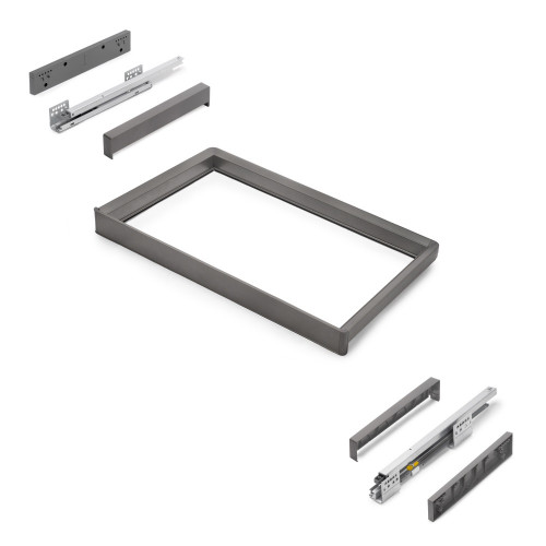 Rack avec glissières à extension totale et à fermeture douce pour accessoires d'armoire Quartz -  712-738mm -  Aluminium et plas - EMUCA