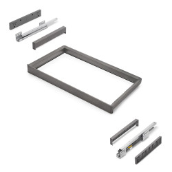 Rack avec glissières à extension totale et à fermeture douce pour accessoires d'armoire Quartz -  762-788mm -  Aluminium et plas de marque EMUCA, référence: B9346800
