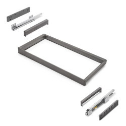 Rack avec glissières à extension totale et à fermeture douce pour accessoires d'armoire Quartz -  812-838mm -  Aluminium et plas de marque EMUCA, référence: B9347000