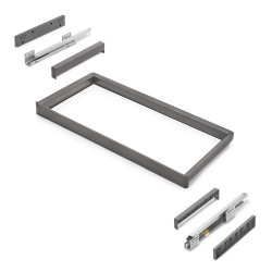 Rack avec glissières à extension totale et à fermeture douce pour accessoires d'armoire Quartz -  837-863mm -  Aluminium et plas de marque EMUCA, référence: B9347100
