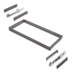 Rack avec glissières à extension totale et à fermeture douce pour accessoires d'armoire Quartz -  862-888mm -  Aluminium et plas de marque EMUCA, référence: B9347200
