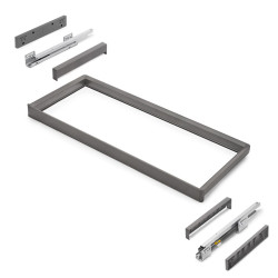 Rack avec glissières à extension totale et à fermeture douce pour accessoires d'armoire Quartz -  912-938mm -  Aluminium et plas de marque EMUCA, référence: B9347400