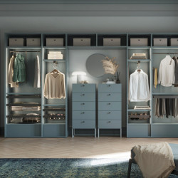 Rack avec glissières à extension totale et à fermeture douce pour accessoires d'armoire Quartz -  912-938mm -  Aluminium et plas - EMUCA