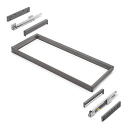 Rack avec glissières à extension totale et à fermeture douce pour accessoires d'armoire Quartz -  937-963mm -  Aluminium et plas de marque EMUCA, référence: B9347500