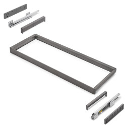 Rack avec glissières à extension totale et à fermeture douce pour accessoires d'armoire Quartz -  962-988mm -  Aluminium et plas de marque EMUCA, référence: B9347600