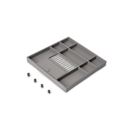 Tiroir organisateur pour placards et commodes Quartz - 440 (M60) - Eco-pelle et bois - Titane - EMUCA