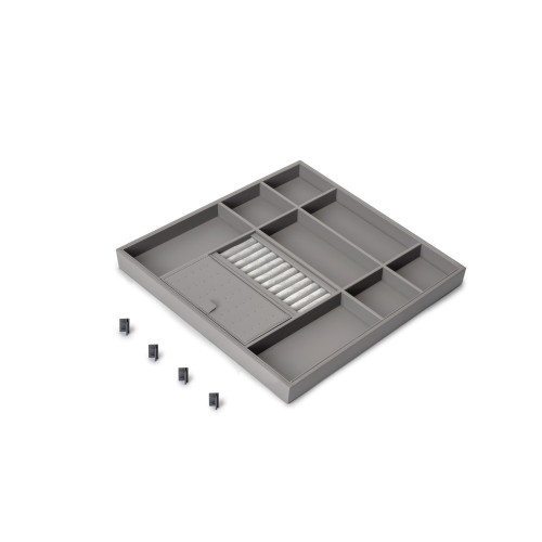 Tiroir organisateur pour placards et commodes Quartz -  440 (M60) -  Eco-pelle et bois -  Titane - EMUCA