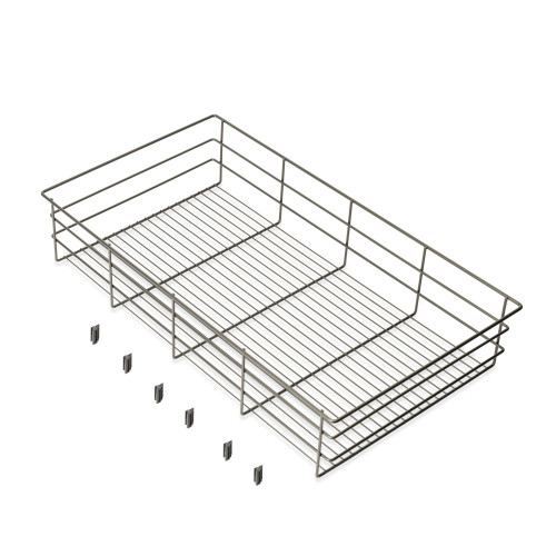 Tiroir en fil métallique pour armoires et dressings Quartz -  740mm (M90) -  Acier -  Titane - EMUCA