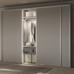 Panier pour armoires et dressings Quartz -  418x320x400mm -  Acier et Tissu -  Titane - EMUCA