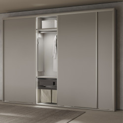 Miroir extractible pour armoires et dressings Quartz - pivotant à 180° - 1.000x300mm - Aluminium - verre et acier - Titane - EMUCA