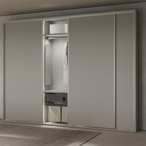 Miroir extractible pour armoires et dressings Quartz -  pivotant à 180° -  1.000x300mm -  Aluminium -  verre et acier -  Titane - EMUCA