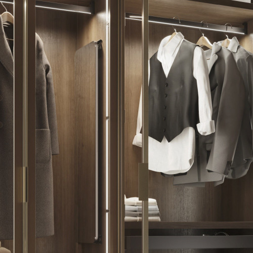 Miroir extractible pour armoires et dressings Quartz -  pivotant à 180° -  1.000x300mm -  Aluminium -  verre et acier -  Titane - EMUCA