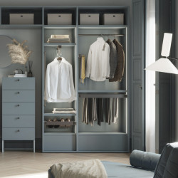 Lot de 7 tringles à pantalon pour armoires et dressings Quartz -  Plastique et Aluminium -  Titane - EMUCA