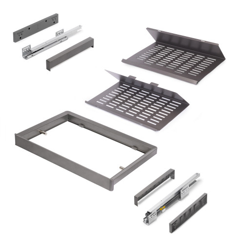 Kit de range-chaussures extractible pour armoires Quartz -  réglable -  module 600mm -  Acier -  aluminium et plastique -  Titan - EMUCA