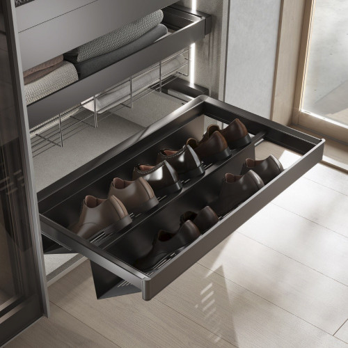 Kit de range-chaussures extractible pour armoires Quartz -  réglable -  module 600mm -  Acier -  aluminium et plastique -  Titan - EMUCA