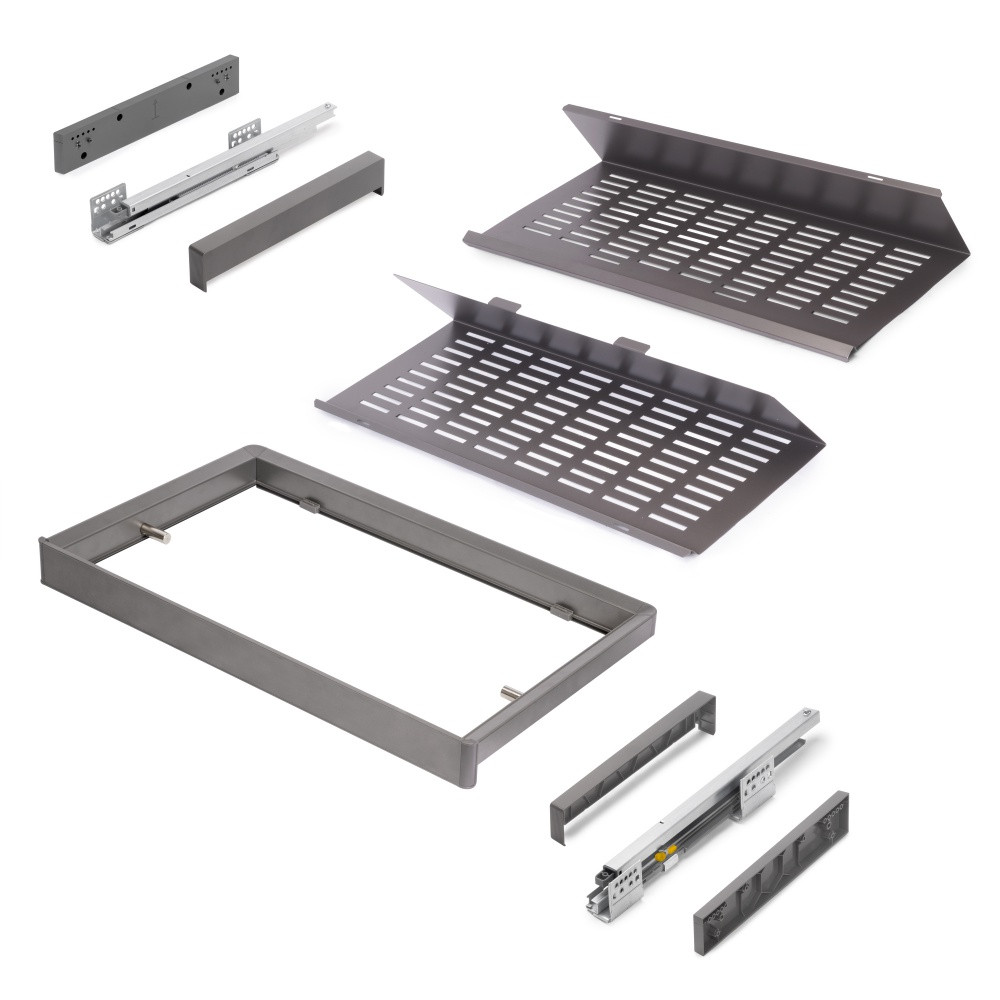 Kit de range-chaussures extractible pour armoires Quartz -  réglable -  module 700mm -  Acier -  aluminium et plastique -  Titan