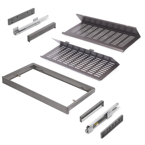 Kit de range-chaussures extractible pour armoires Quartz -  réglable -  module 800mm -  Acier -  aluminium et plastique -  Titan - EMUCA