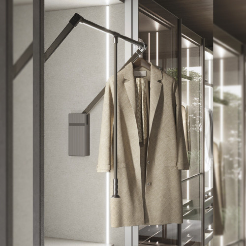 Penderie rabattable pour armoire Sway -  600 - 830mm -   Acier -  Aluminium et Plastique -  Peint en titane - EMUCA