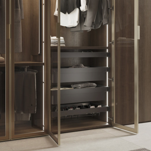 Panier métallique pour armoires et dressings Quartz -  440 (M60) -  Acier -  Titane - EMUCA