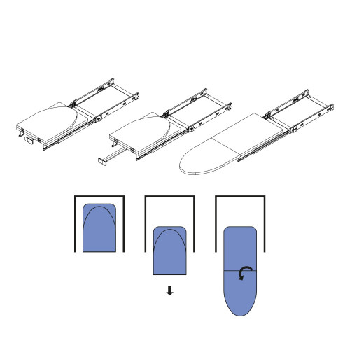Iron 2 Planche à repasser -  Acier et Bois -  pliante et coulissante pour meuble Iron 2 - EMUCA