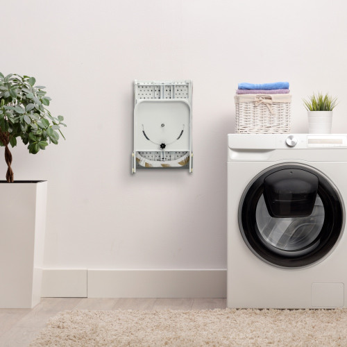 Table à repasser murale pliante Iron Wall -  pivotante 180º -  en acier et en bois -  Blanc - EMUCA