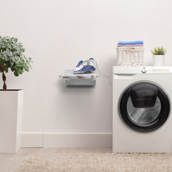 Table à repasser murale pliante Iron Wall -  pivotante 180º -  en acier et en bois -  Blanc - EMUCA