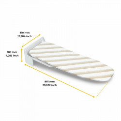 Table à repasser murale pliante Iron Wall -  pivotante 180º -  en acier et en bois -  Blanc - EMUCA