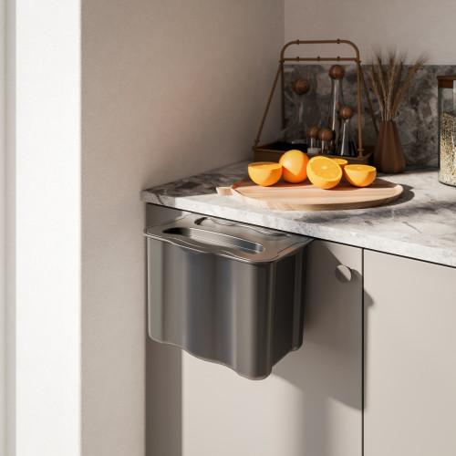 poubelle de recyclage pour suspendre la porte et collecter les déchets Recyclage -  1 x bac de 5 litres -  avec couvercle -  Pla - EMUCA