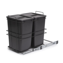 poubelle de recyclage pour montage inférieur et extraction manuelle pour meuble de cuisine Recycle 2x35litres - Plastique gris - EMUCA