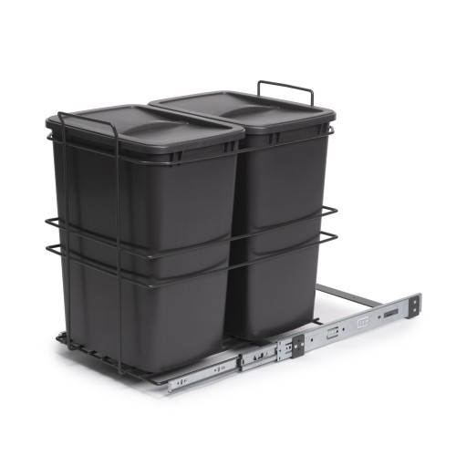 poubelle de recyclage pour montage inférieur et extraction manuelle pour meuble de cuisine Recycle 2x35litres -  Plastique gris  - EMUCA