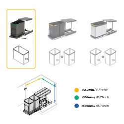 Poubelle de recyclage Recycle pour cuisine - 24 L - fixation au fond et extraction manuelle/automatique - Plastique gris antr - EMUCA