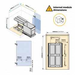Poubelle de recyclage Recycle pour cuisine - 24 L - fixation au fond et extraction manuelle/automatique - Plastique gris antr - EMUCA