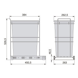Poubelle de recyclage Recycle pour cuisine - 35 L - fixation par le bas et extraction manuelle - Plastique gris antracite - EMUCA